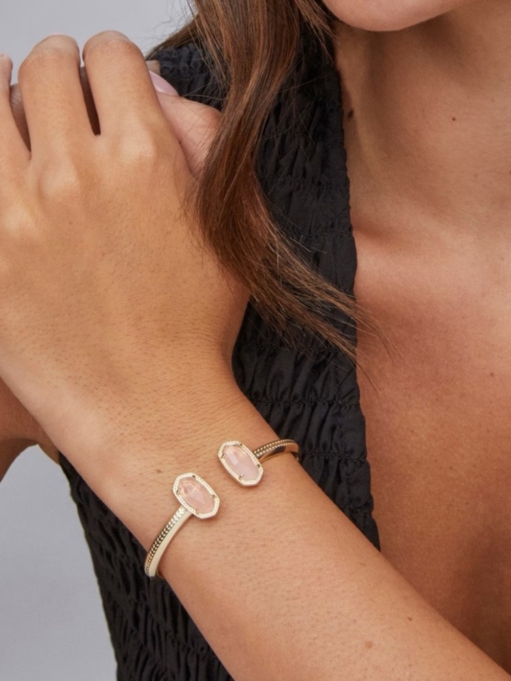 NWT Kendra Scott Elton Open Cuff Bracelet 14K Plated Crystal Oval Ends